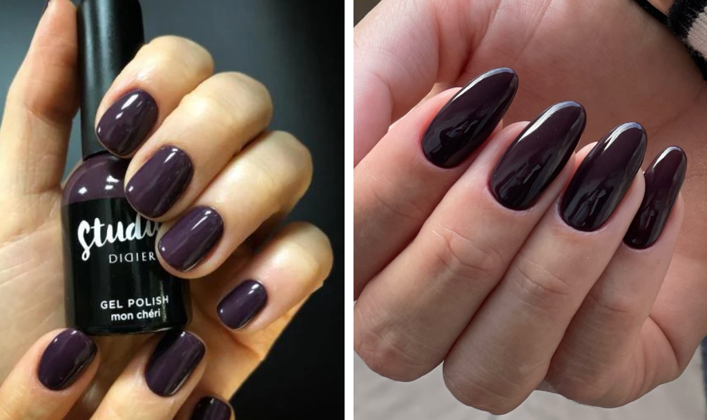 Tamna šljiva boja gel laka Didier Mon Cheri i trajni lak Shellac Fedora