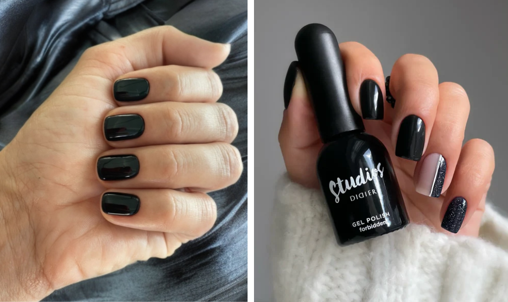 Crni gel lak Didier Forbidden i Shellac lak Black Pool
